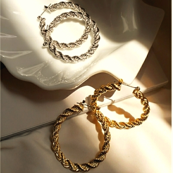 Express X LUJ AJ Hoop Earrings - Picture 1 of 7